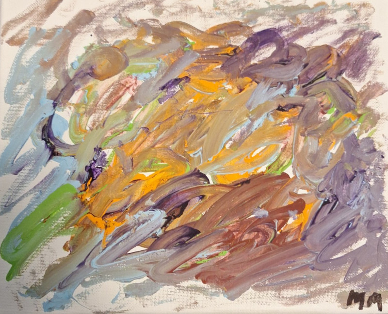 Mark Anthony McCullogh Abstract Painting Titled «Alien Attacks Mountain Lake»