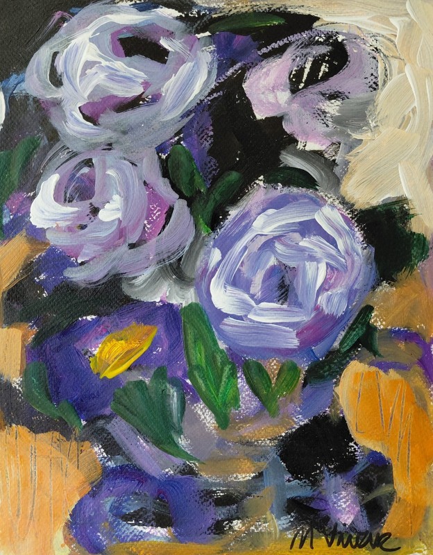 MONA VIVAR 14×11 Floral Expressionism Painting – Contemporary Home Art