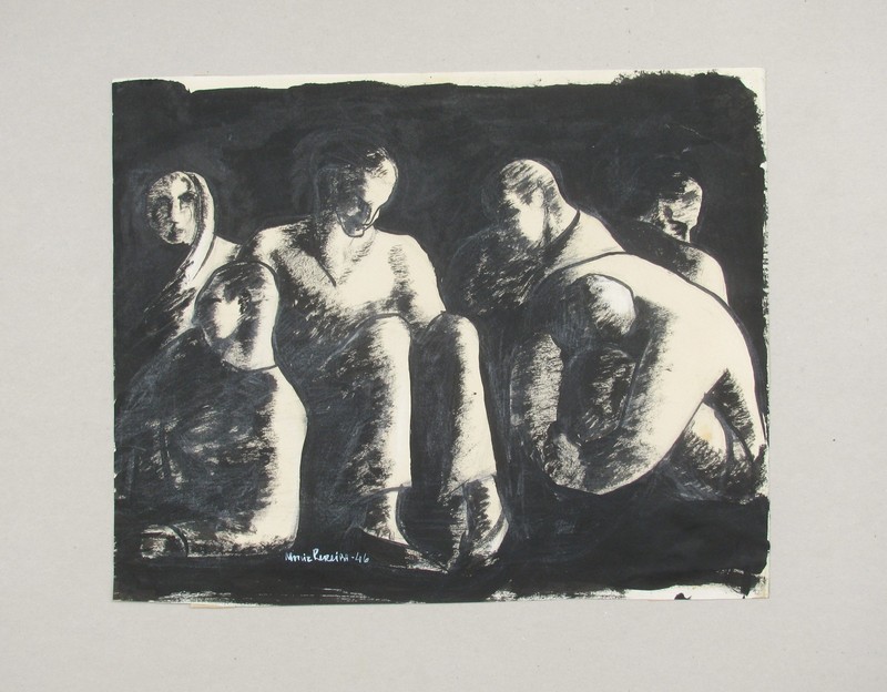 IRENE RICE PEREIRA ,1902 CHELSEA MASSACHUSETS -1971 GOUACHE WATERCOLOUR 1946 sign