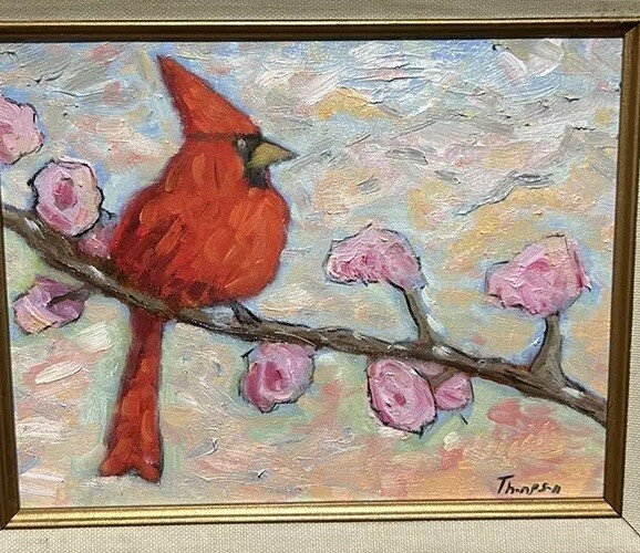 Oil On Canvas (Red Cardinal) Original Framed By Robert Thompson