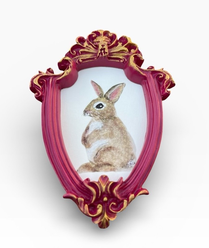 Bunny Rabbit mini watercolor animal print • vintage ornate frame gallery