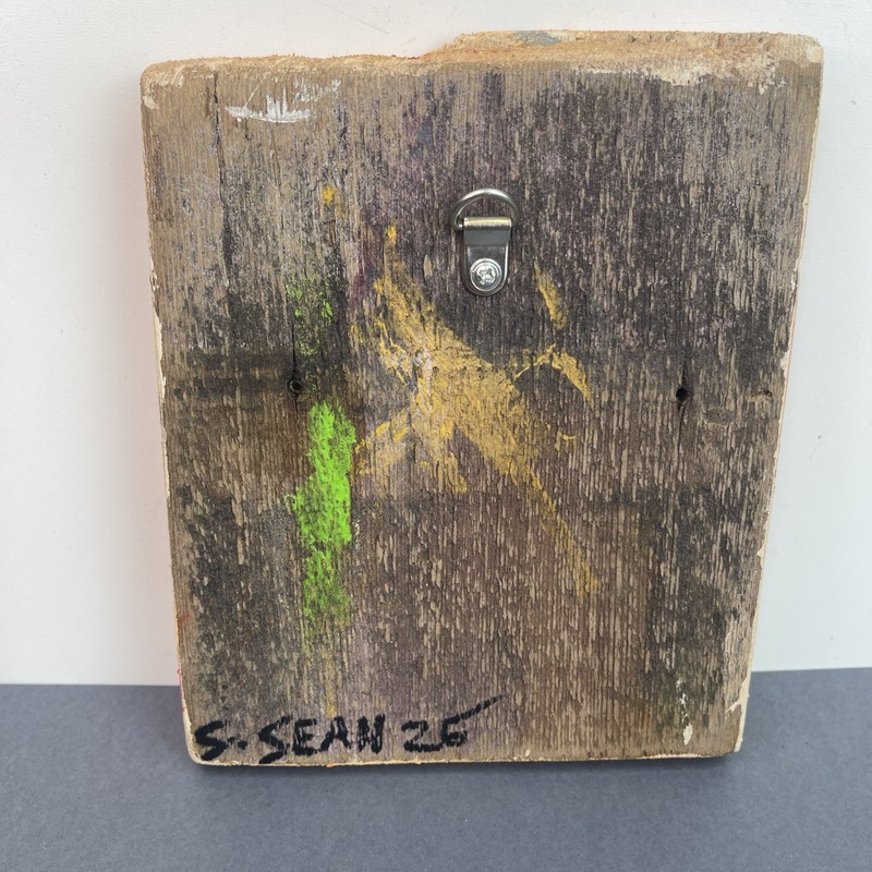 Original Abstract Painting Assemblage On Reclaimed Wood Signed gallery