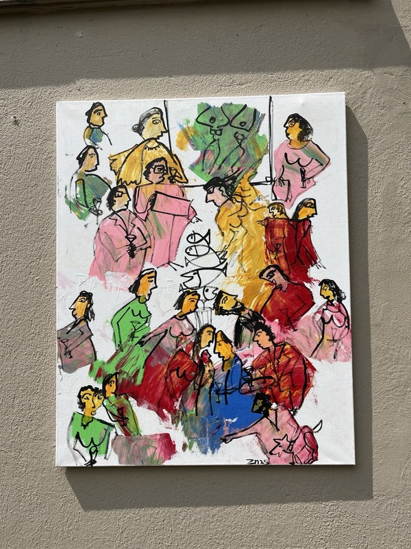 People for the vernissage gallery-expressive painting 100x80 acrylic picture unique gallery