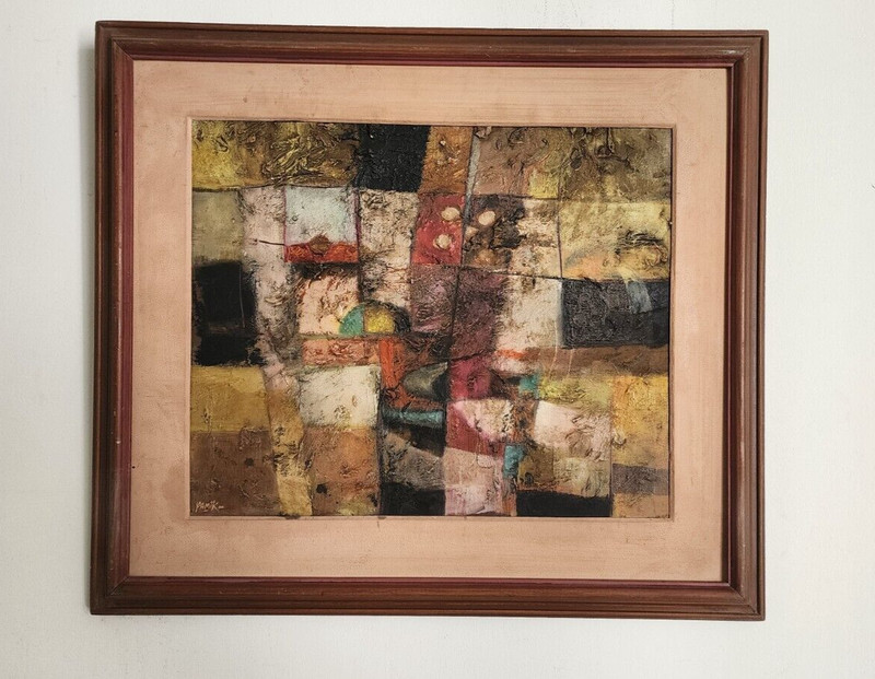 FINE ART: LUIS YAMAMOTO «Yamik» Oil On Masonite / Signed / Amazing Abstract t