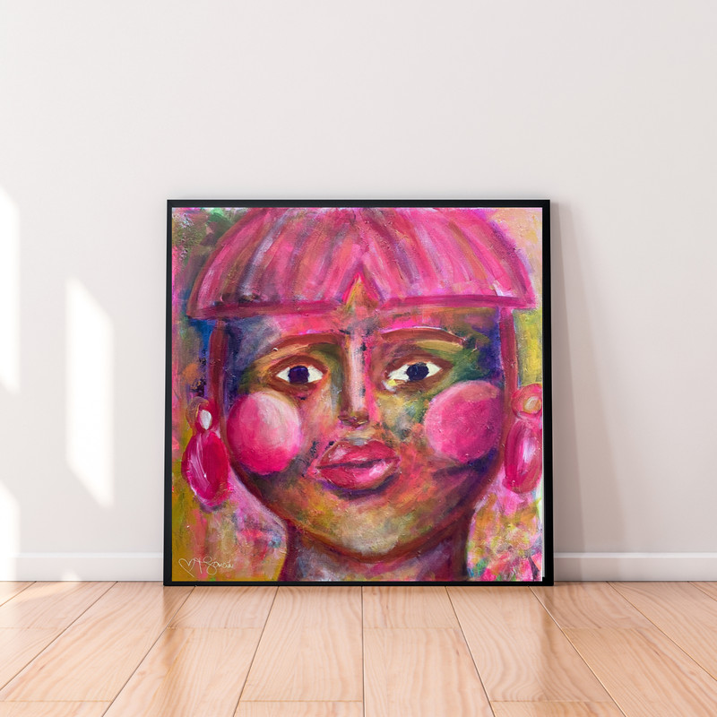Velvet Muse Era Pink Chic 20×20 Original Art Expressionism Acrylic Canvas Decor
