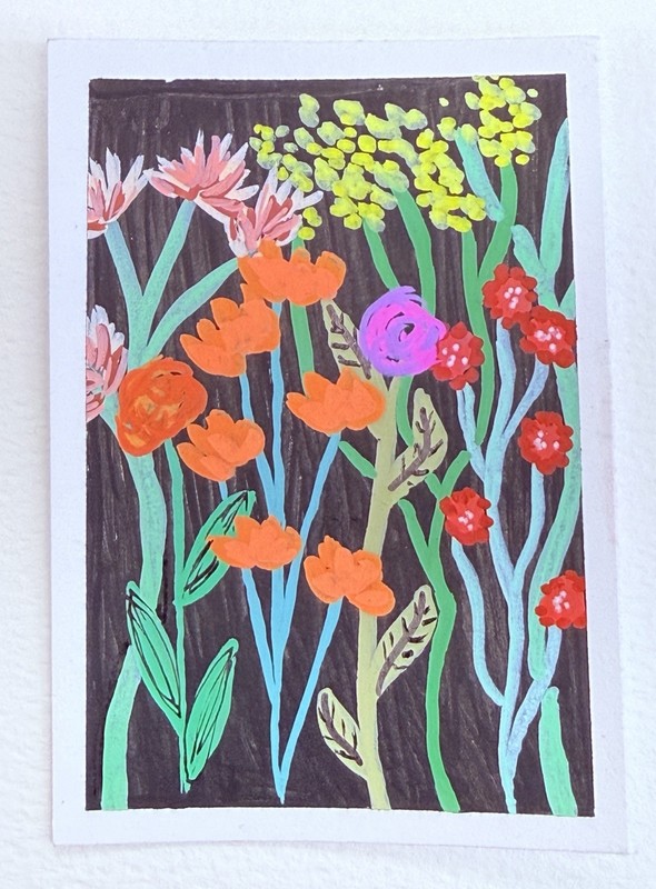 Original ACEO Abstract Nature Garden 3.5”x2.5” Painting Unframed Art