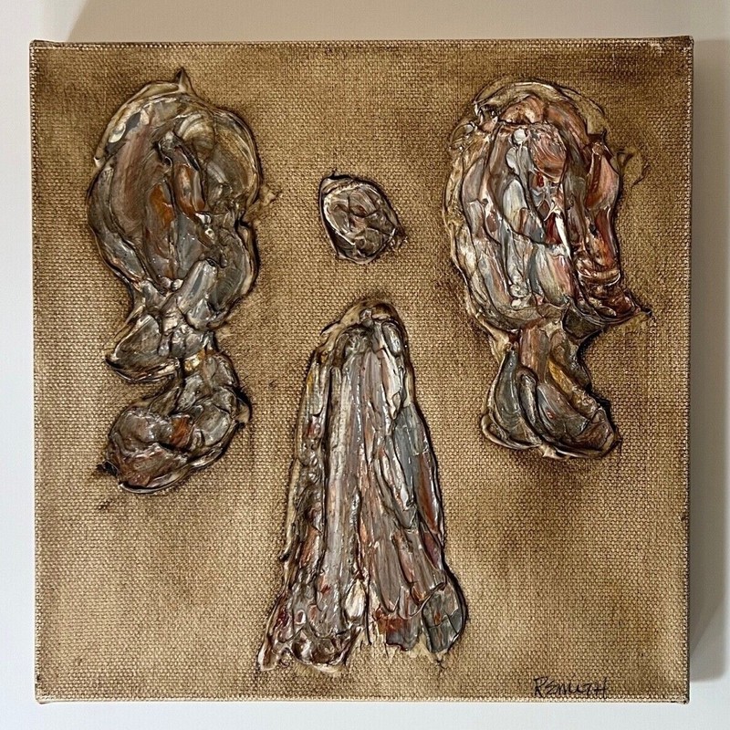 Unframed Contemporary PAINTING On CANVAS ANGEL Angel WINGS Signed R SMITH