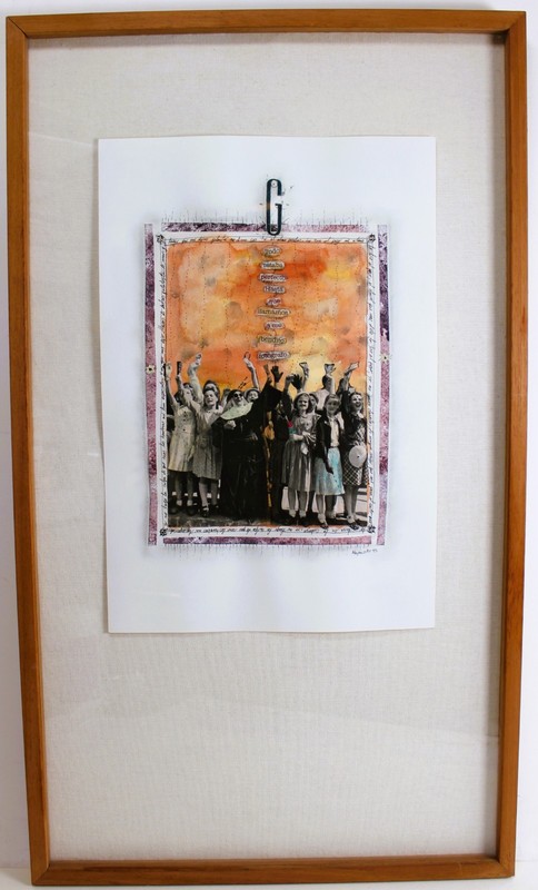 MIXED MEDIA COLLAGE ON PAPER DATED 1995 SIGNED ALEJANDRO POP ART
