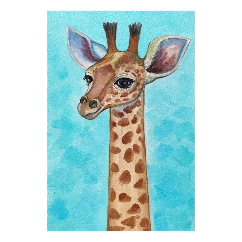 Original Oil Painting GIRAFFE Safari Africa Zoo Artwork GIRAFFE painting Animal