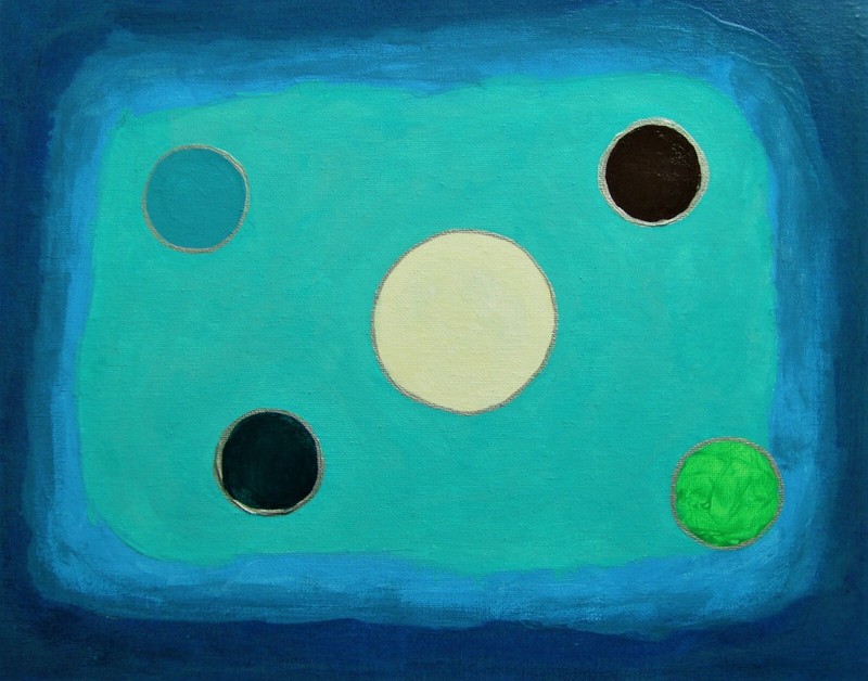 Original Moon Signed Art Painting Isolation Circles Geometric Set Carla Dancey gallery