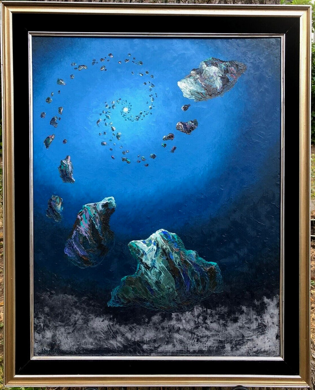 Earl Hazelle: «Creation of Earth,» an Original Oil Painting, Tremendous Colors.