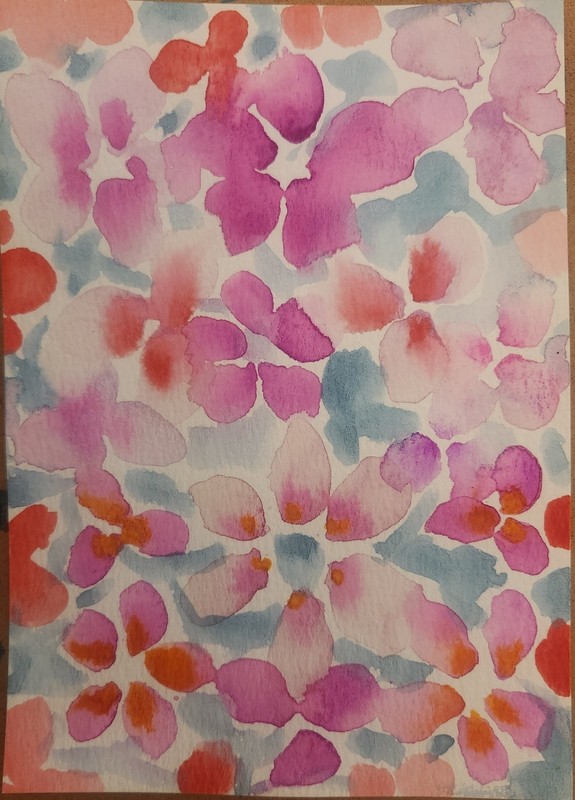 Pink Floral Watercolor Painting