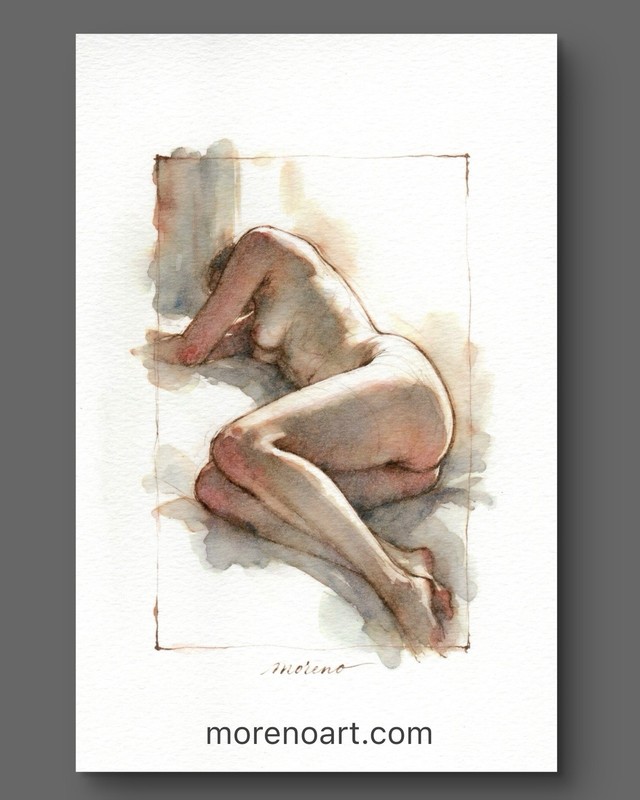 Original Female Figure Portrait Classical Painting 5.5×8.5 Book page