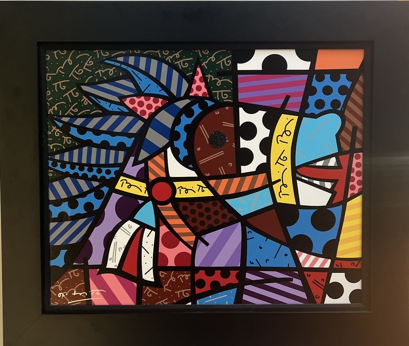 ROMERO BRITTO Mixed Media on Canvas Signed Front and Back Dated 2005 with COA