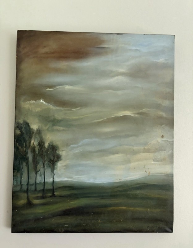 Original Signed Oil Landscape Painting on Canvas | Moody Contemporary Nature Art