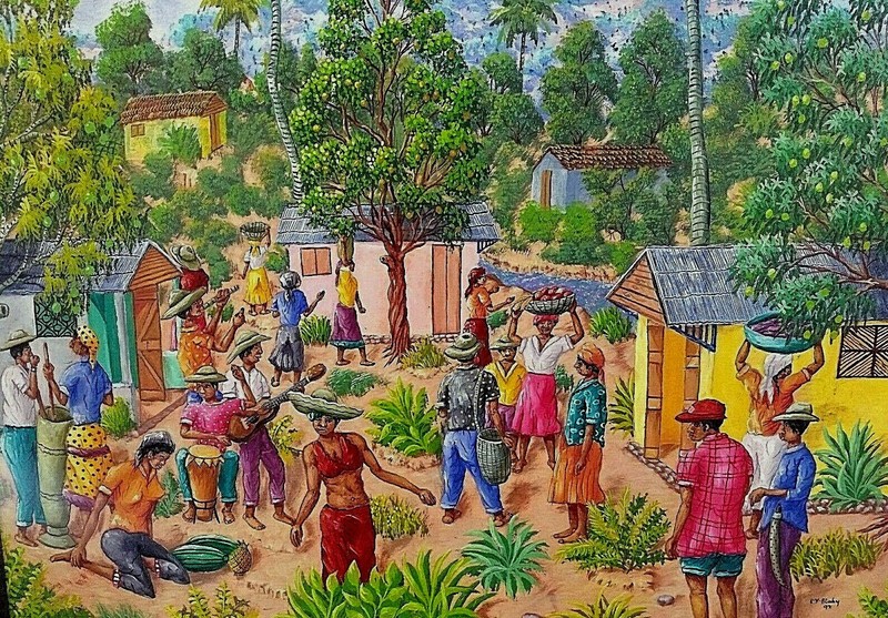 Tropical original oil Painting. artist L.Y. Alaby 20″ x 24″ 0n Canvas 1993