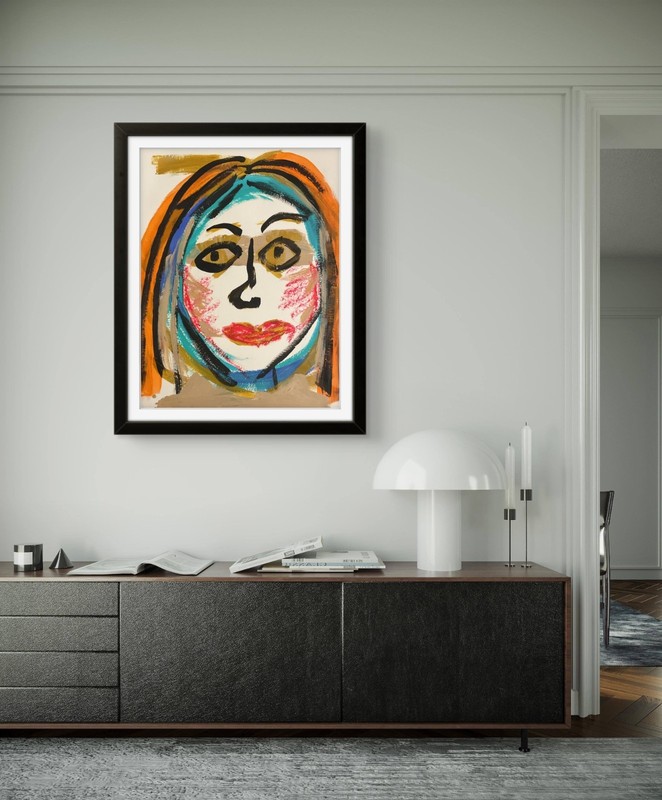 Exotic Woman Blush Cheeks 11 X 14" Abstract Acrylic Painting Paper Original gallery
