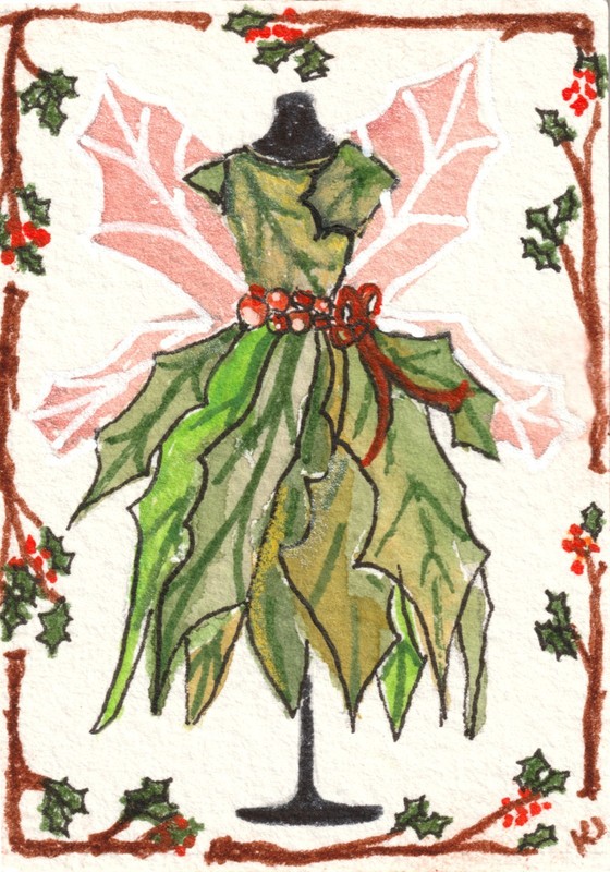 ACEO Original Fairy Fashion Series Card 5 of 5 Watercolor Painting by K Jackson