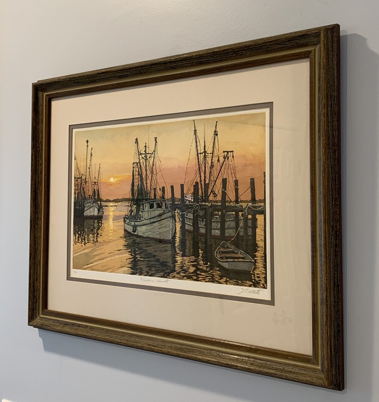 John Collette "Carolina Sunset" Framed Original Hand Colored Etching COA Signed gallery