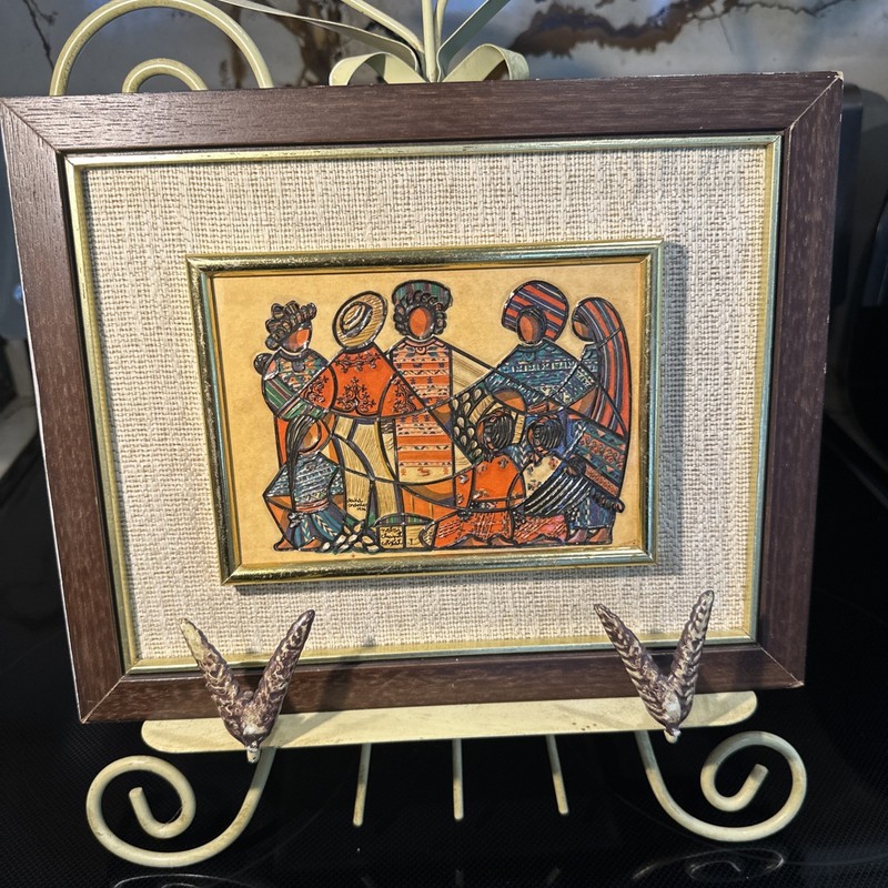 David Ordoñez-Guatemalan Folk Artist Mixed Media Textured Acrylic On Board 1976