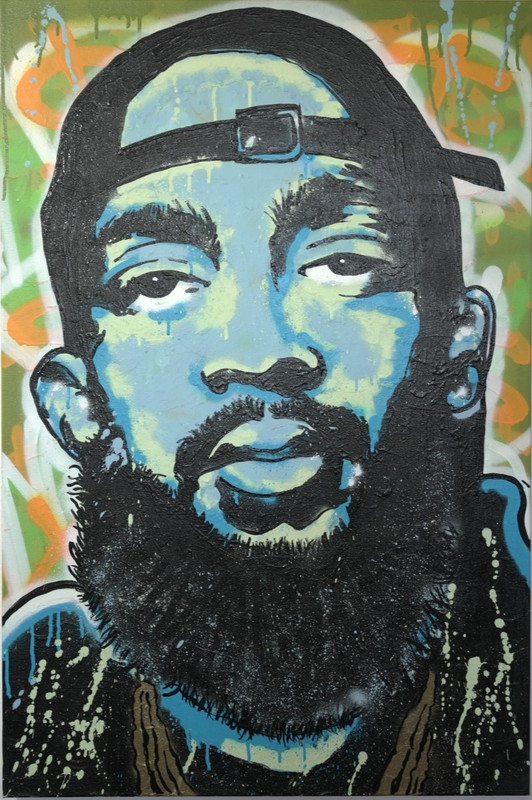 Golden Karats painting / Nipsey Hussle Painting / banksy stik Alec M warhol kaws