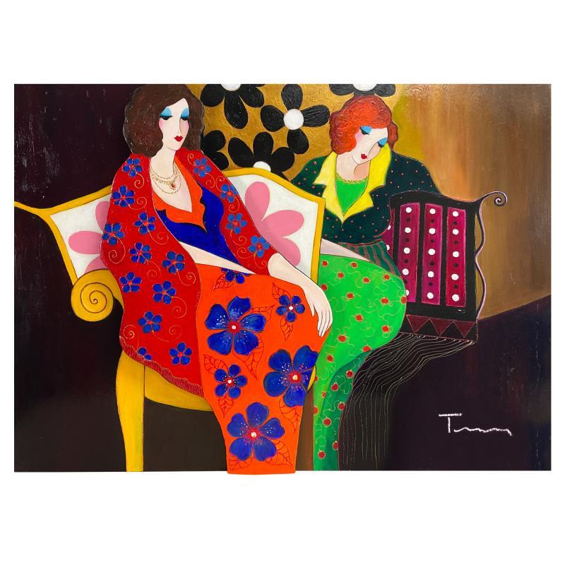 Itzchak Tarkay (1935-2012) «A Brief Respite» Signed 3-D Mixed Media Overpaint