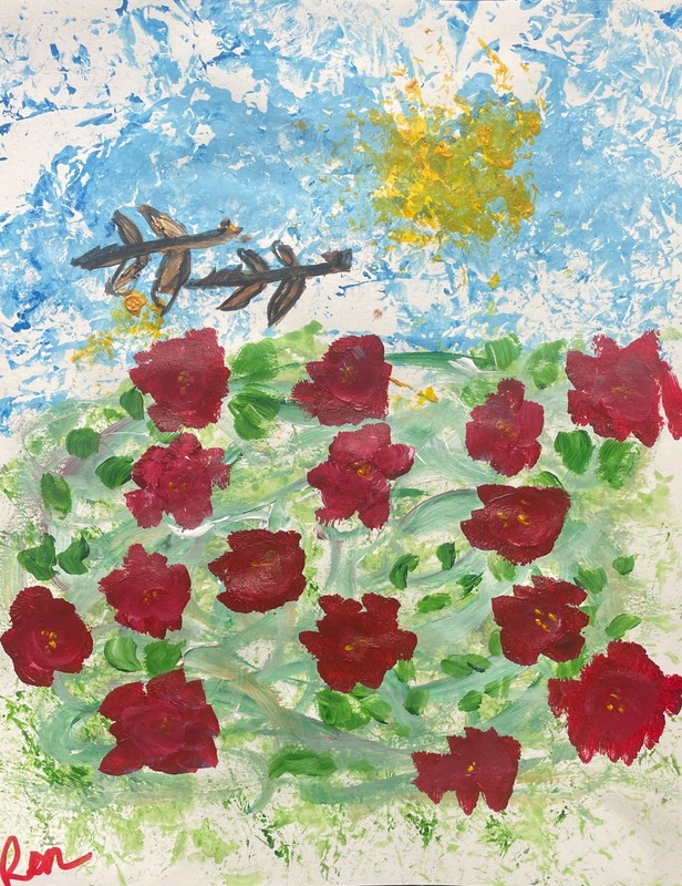 Sky and Blossom Series #2 11 X 14" Airy Acrylic Paint Paper Impressionism gallery