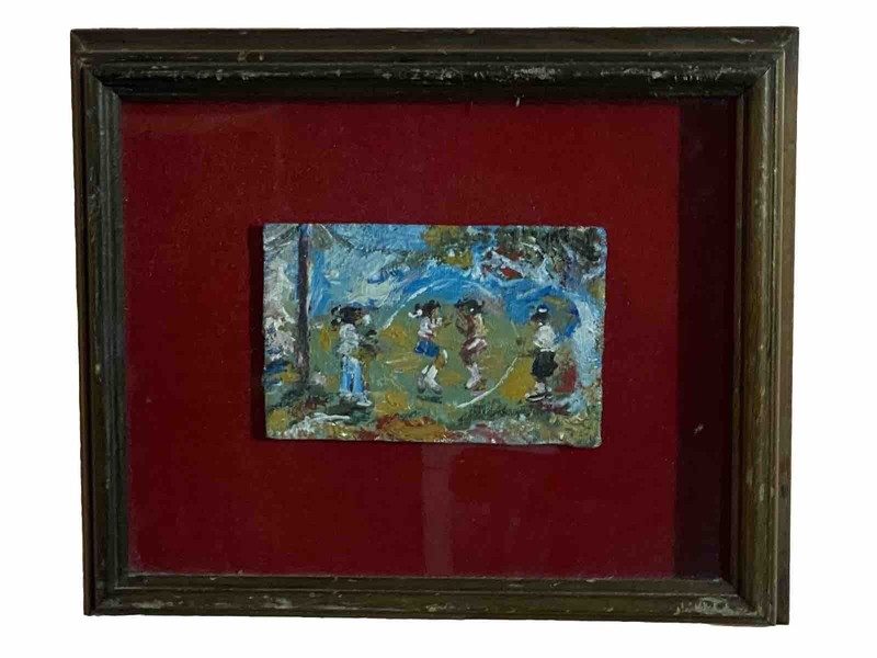 EARLY ANDREW TURNER (1944-2001) IMPRESSIONIST PAINTING OF GIRLS JUMPING ROPE