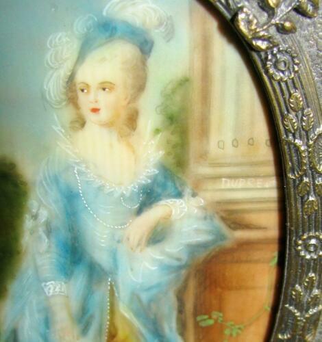Late 18th/Early 19th Cen. French Miniature Watercolor Portrait Painting by Dupre