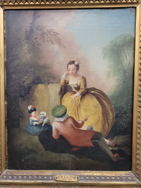 ORIGINAL 18 c. CHRISTIAN WILHELM ERNST DIETRICH "CHILDREN WITH DOG" gallery