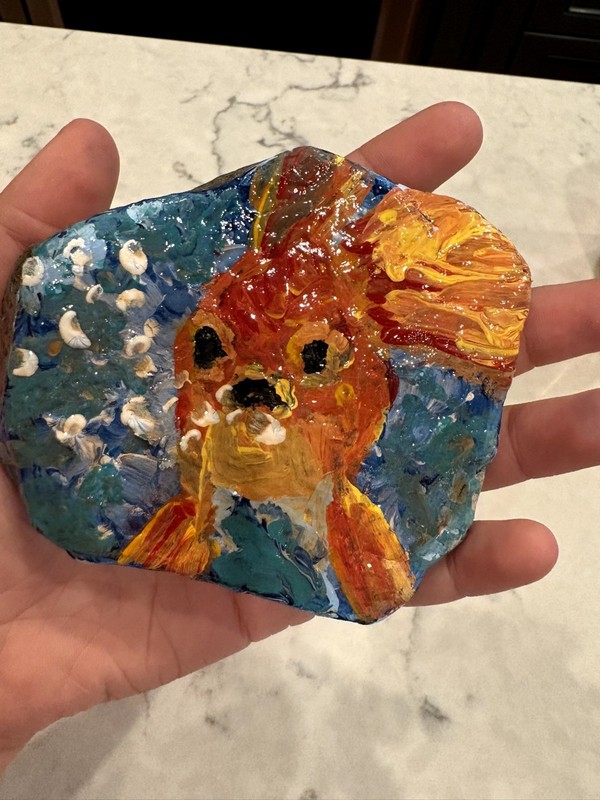 Home Made Painted Fish Rock Stone For Home Decoration gallery