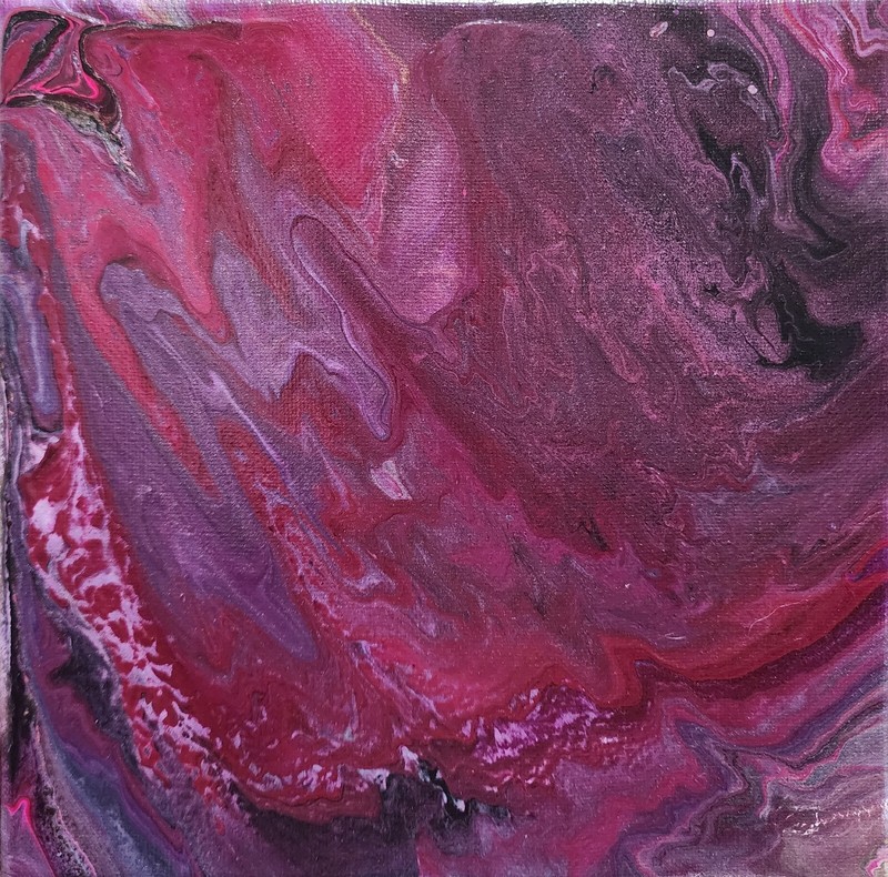 Original Abstract Art On Canvas Signed Acrylic size 7×7 inches