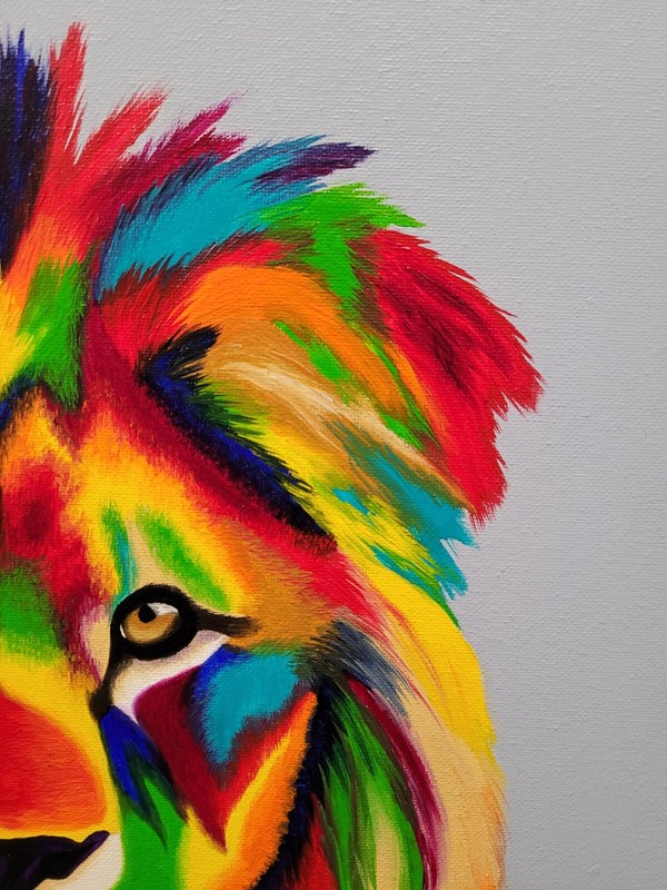 contemporary abstract oil painting "Lion Of Judah" original 16x20 Handmade gallery
