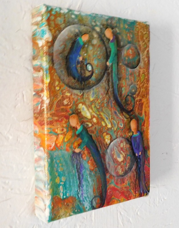 Souls Heavenly Realm Abstract enhanced Pour Painting Original Art by Rain Crow gallery
