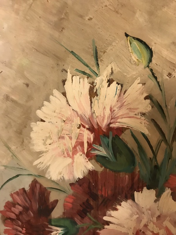 Oil On Canvas Flowers In Vase Signed “Albert”12"X14".C9pics4details. MAKE OFFER gallery