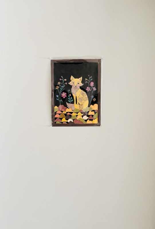 Fox In Flowers Original 9 x 12 Animal Art OOAK Painting Collectible Fine Art gallery