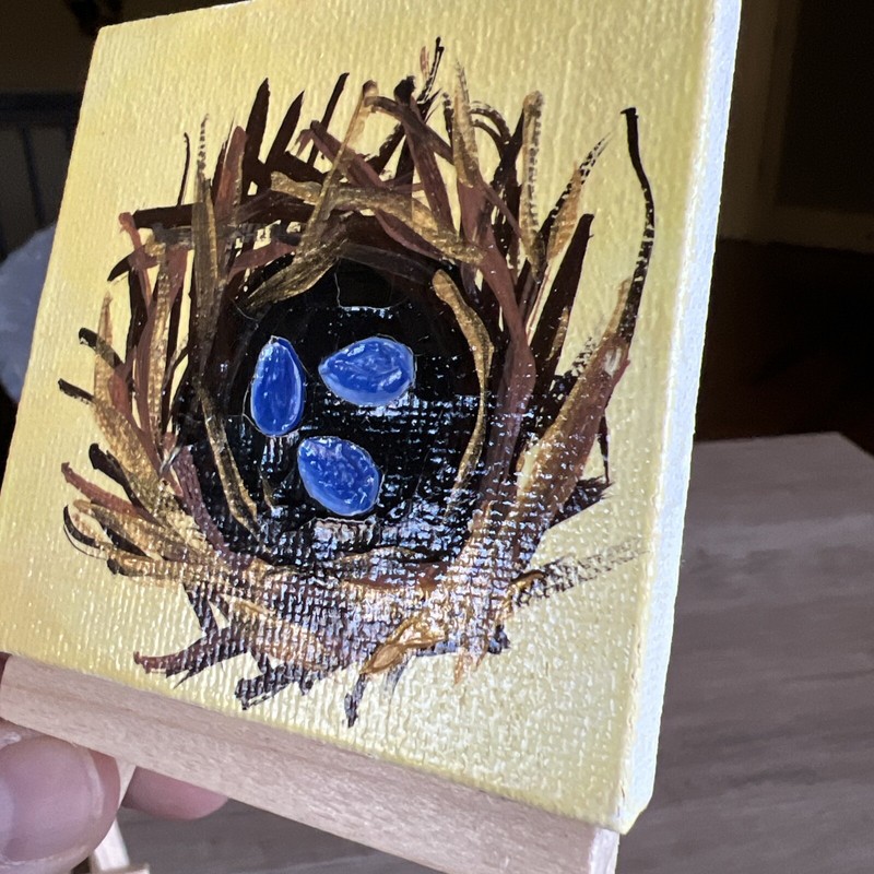 Bird,nest,spring,Easter,original,miniature Painting,small,mini, gallery