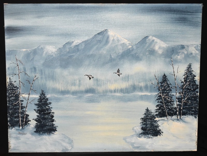 Shirley A. Jackson «Snow And Ice» Original Oil Painting 18″ X 14″ Frozen Lake