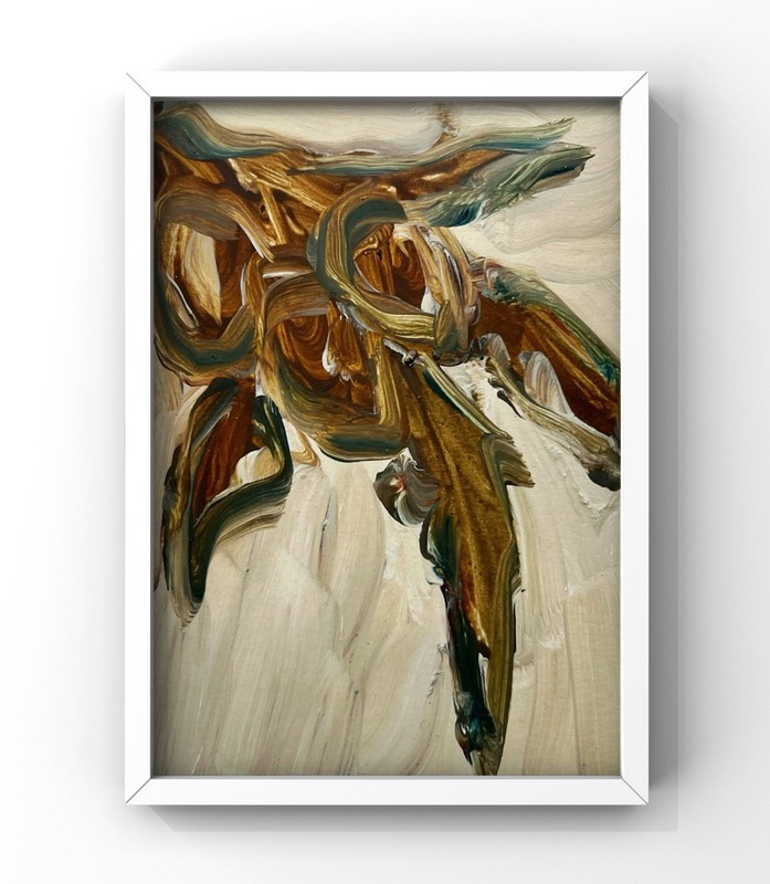 Mediterranean Olive Leaves Decor Small Painting for Kitchen Vintage Brown Style