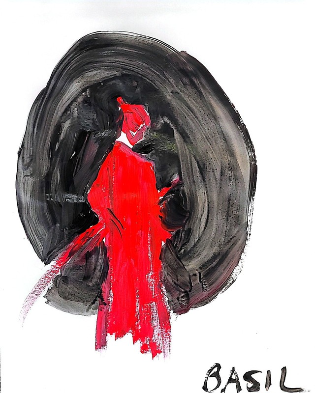 Red Samurai Vibrant Abstract Expressionism Gallery Paper Painting 11×14