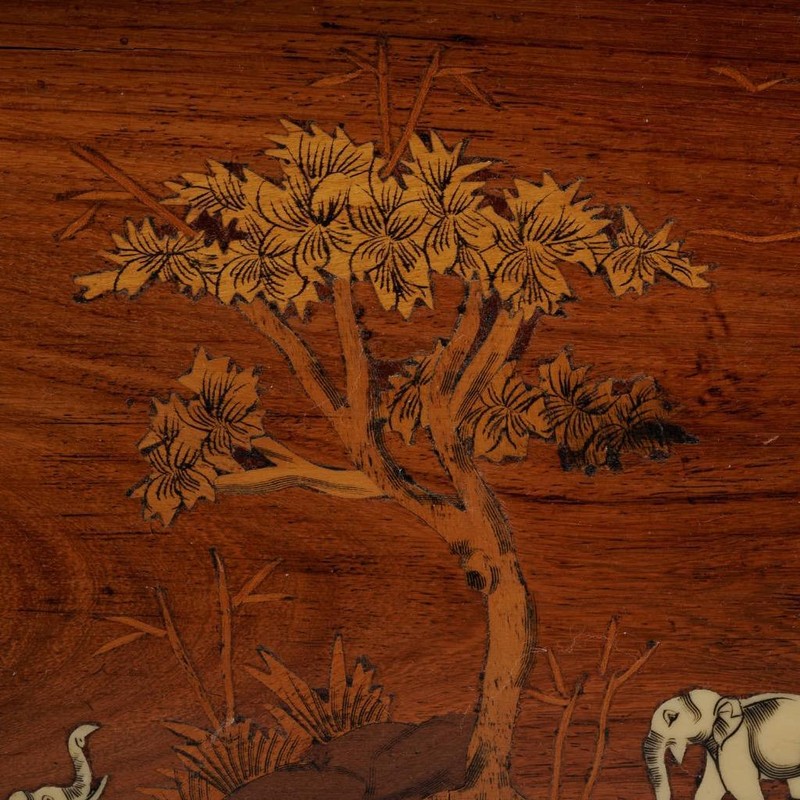 Marquetry Inlaid Wood Elephant Panel Wall Hanging Art Serving Tray 22.5"l gallery