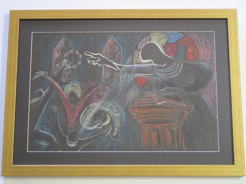 VINTAGE BLACK AMERICANA PAINTING MODERNISM ABSTRACT EXPRESSIONISM CHURCH SPIRIT