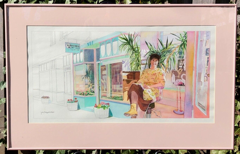 Original «Salon» Watercolor, JULIE MARGUERITE ALLEN, a Portland, Oregon Artist.