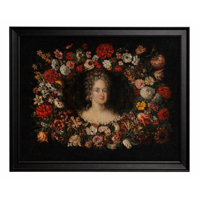 Henri Gascar Portrait With Floral Still Life 17th Century