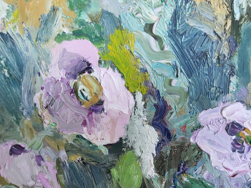 Floral Abstract Impressionist Swedish Painting by Bente Bjerregaard gallery