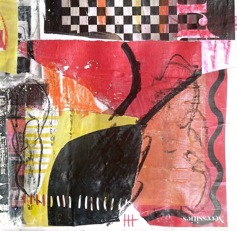 Hand Painted Abstract 11x14 Acrylic Collage Painting on Paper, Holly Hammond gallery