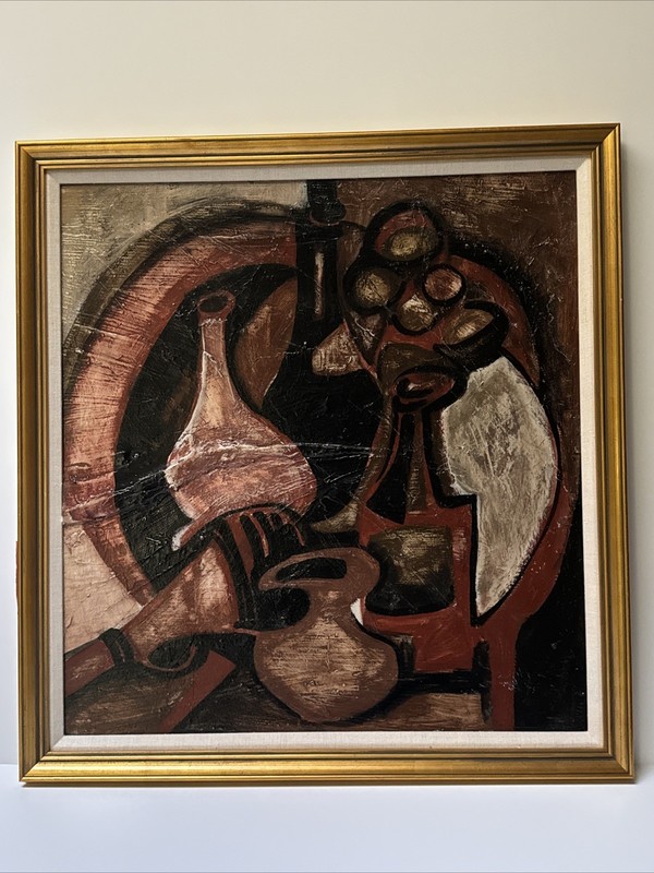 Mid Century Painting Modernist Abstract Expressionism Cubist Cubism Heinz Pots