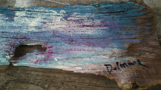 Rustic Reclaimed Wood Landscape Painting DelMarq Ocean Waves gallery
