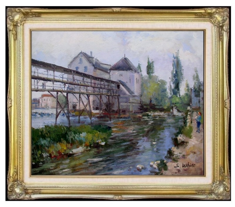 Framed Alfred Sisley Provencher’s Mill Repro, Hand Painted Oil Painting 20x24in