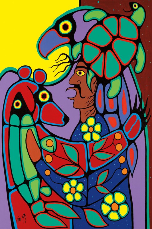 Jim OSKINEEGISH " Medicine Man " Canvas Native Art Indigenous Ojibwe Bear Gift